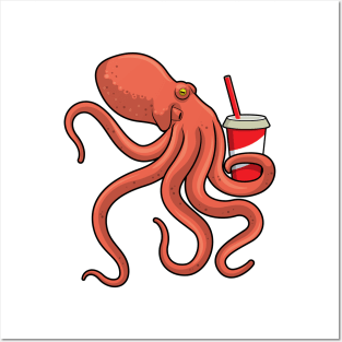 Octopus with Drink Posters and Art